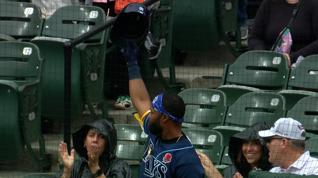 Cedric Mullins tips his cap in Baltimore